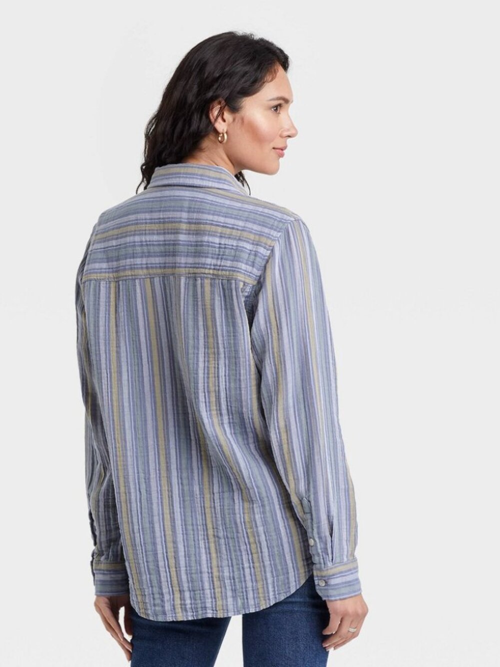 Universal Thread Blue Striped Button Down - Picture 2 of 6